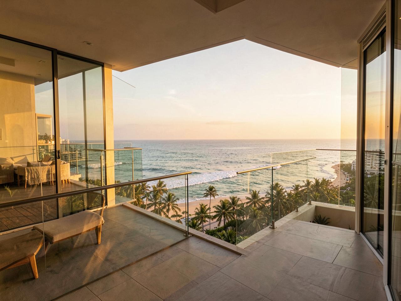 High-end apartment balcony overlooking the ocean on the João Pessoa coast